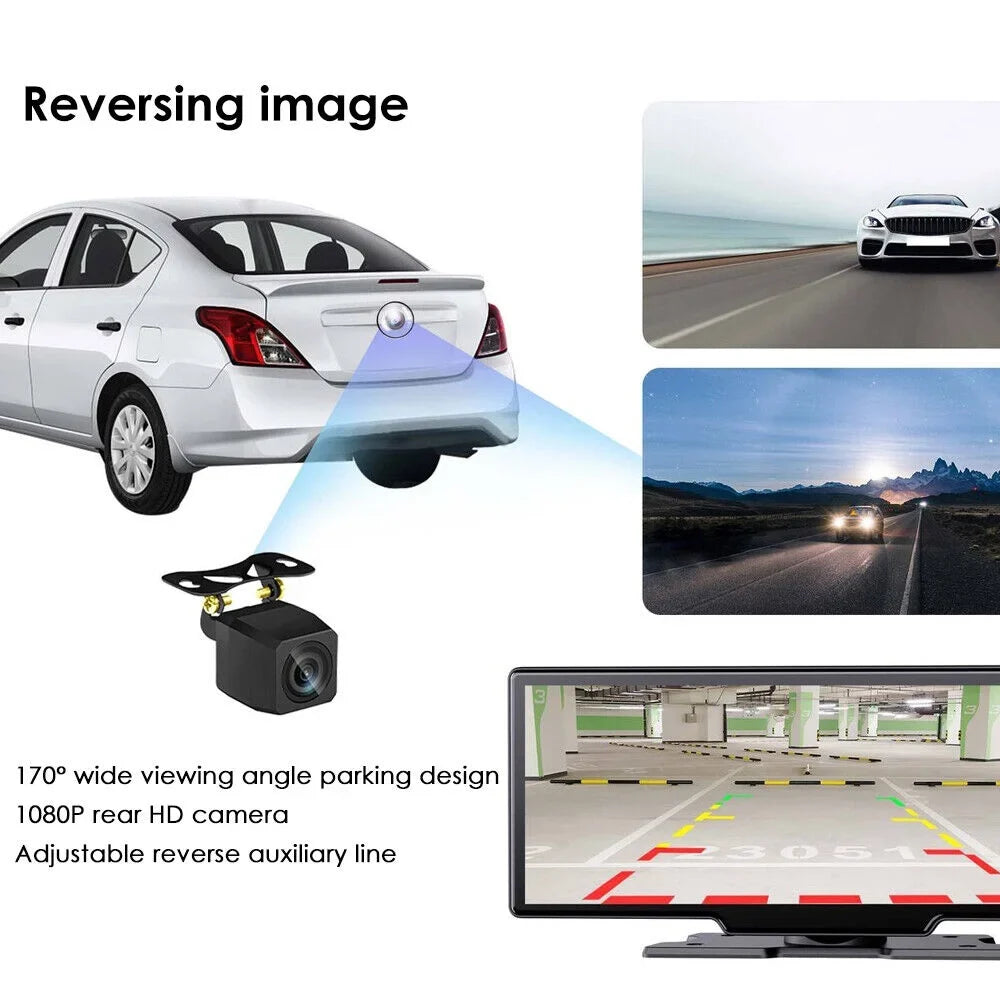KingFurt 2K Car DVR Wireless Dash Camera Carplay Android Auto Touch Screen 10.26'' WIFI - Stunning Resolution and Smart Compatibility