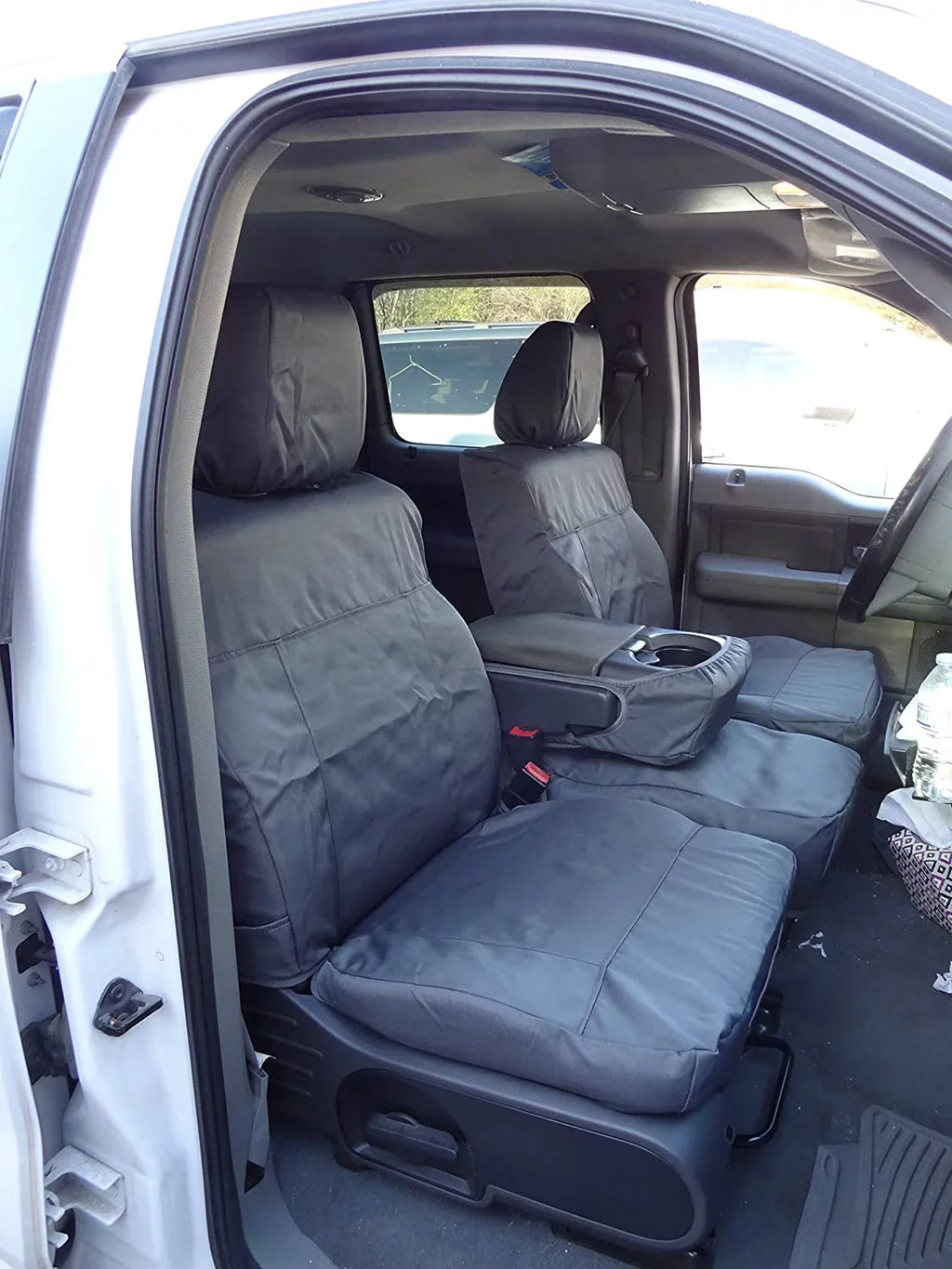 F364 2004-2008 Ford F150 Super Crew Front 40/20/40 Split Seat With Adjustable Headrests and Opening Center Console in Gray Twill