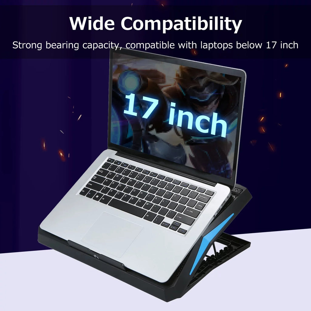 Foldable Laptop Cooling Stand with 6 Fans, Adjustable Height and Low Noise Operation