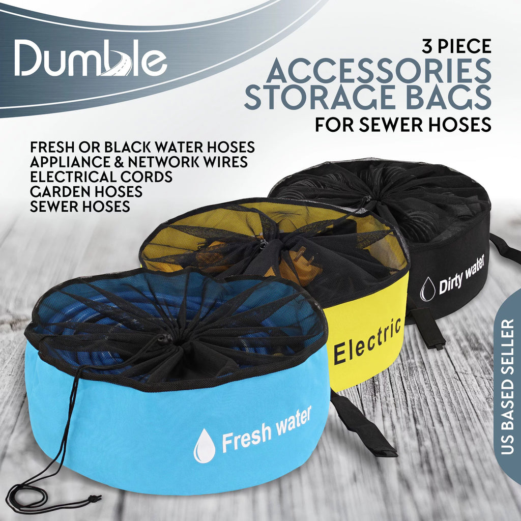 Dumble RV Sewer Hose Storage Bag 3pc Water Electrical Cord Organizer Camper Bags