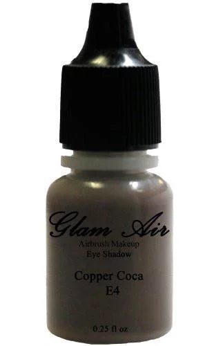 Glam Air Set of Three (3) s-E1 Fair Gold E4Copper Cocoa, &amp; E9shimmery Green, Airbrush Water-based 0.25 Fl. Oz. Bottles of Eyeshadow Shimmery Green, Copper Cocoa, Fair Gold