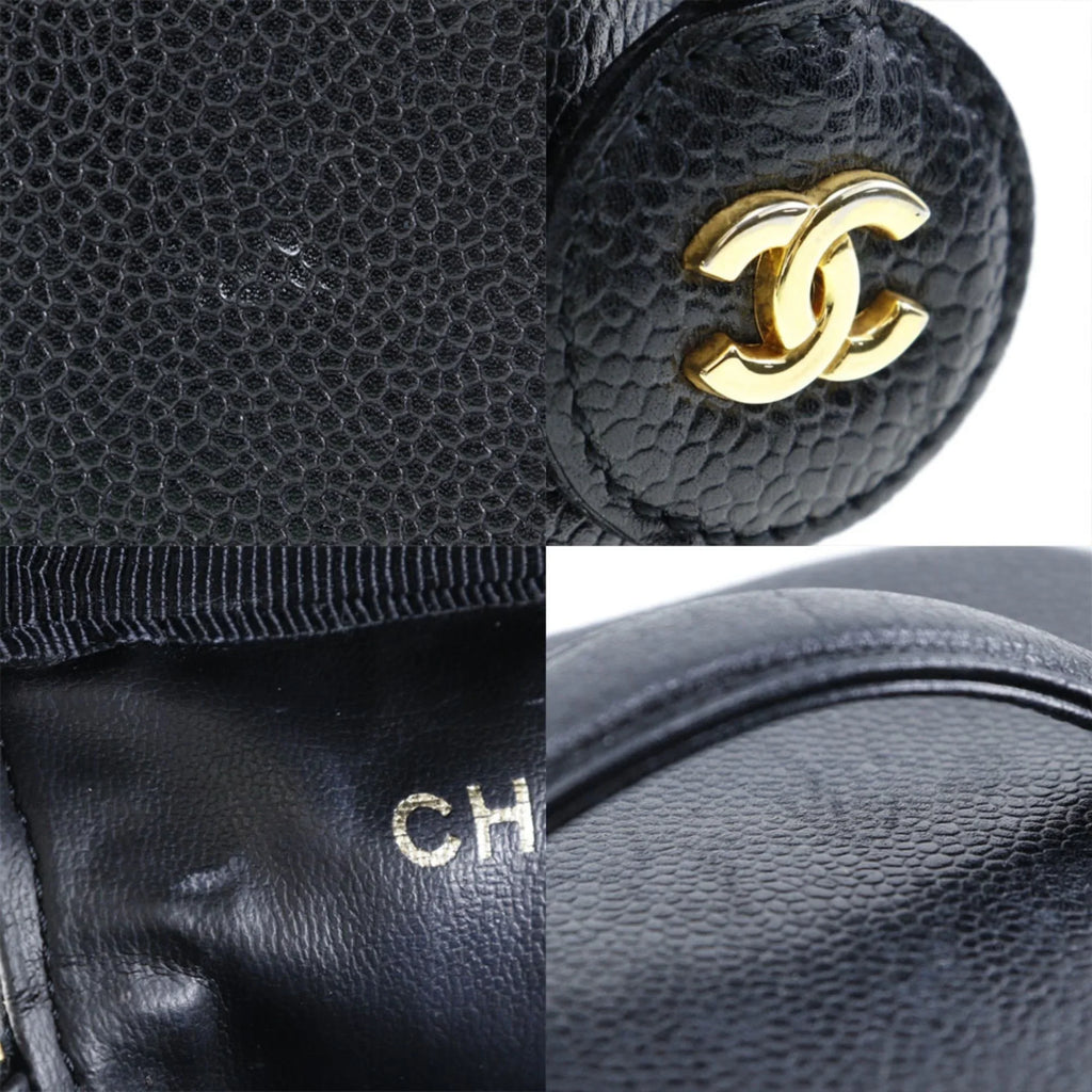 Pre-Owned CHANEL Vanity Handbag Coco Mark Matte Caviar Skin Made in France Jet Zipper Ladies (Good)
