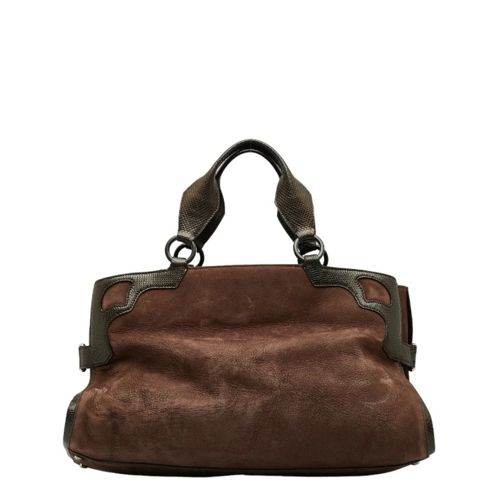 Pre-Owned Cartier Marcello Handbag Brown Suede Leather Ladies CARTIER (Good)