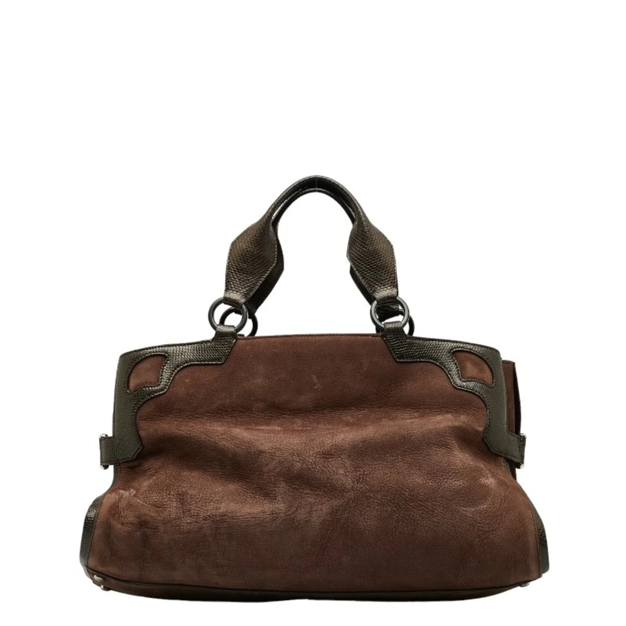 Pre-Owned Cartier Marcello Handbag Brown Suede Leather Ladies CARTIER (Good)