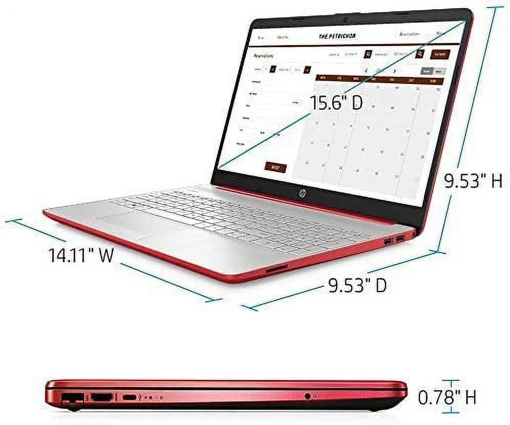 2021 15.6" HD WLED Laptop, Pentium Gold 6405U Processor, 4GB RAM, 128GB SSD, HDMI, Webcam, UHD Graphics 605, Bluetooth, Wi-Fi, Windows 10 S, Red, W/ MD Accessories