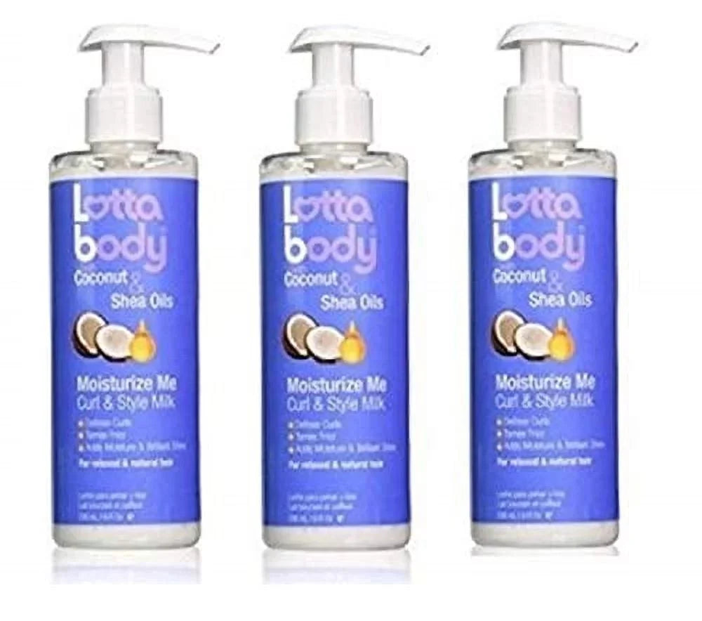 Lotta Body Coconut and Shea Oils Moisturize Me Curl and Style Milk, 8 Ounce (PACK OF 3)