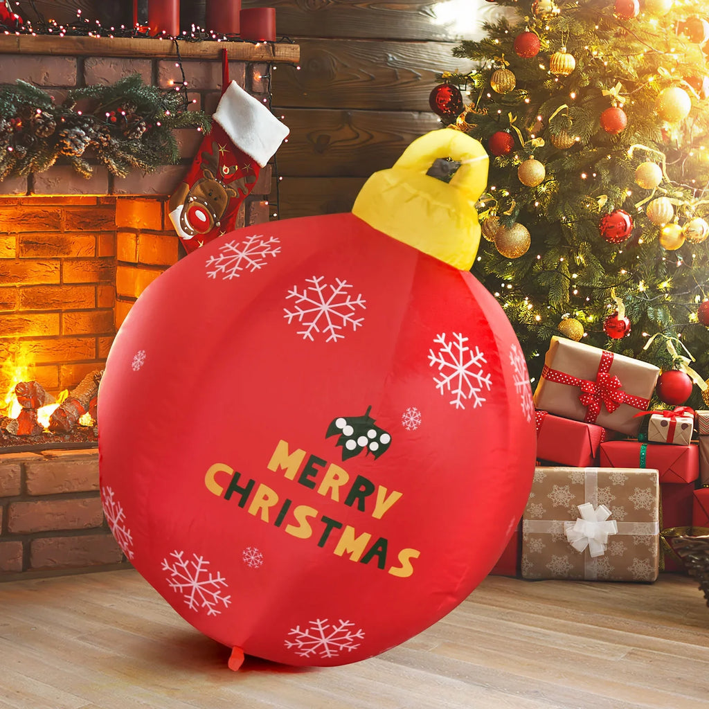 Fun Little Toys Christmas Inflatables Ball, Large Christmas Ornaments Light Up Ball Outdoor Christmas Decorations Ball Blow Up Yard Decorations for Chrismas Ball Inflatable Christmas Decorations