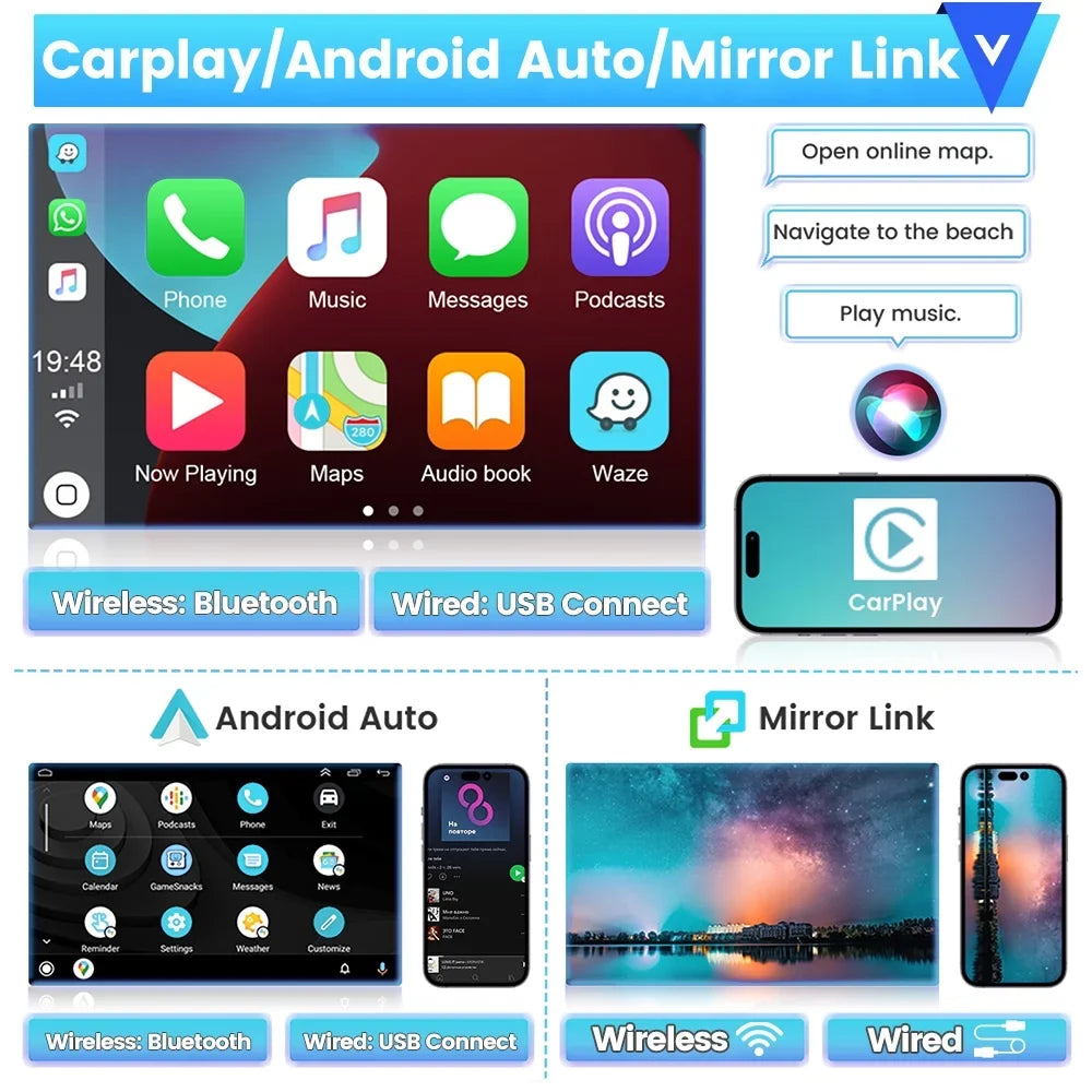 Podofo 2+64G Android 13 for Ford Escape/Ford Kuga/Mazda Tribu 2007-2012 Wireless Carplay Android Auto Mirror Link 9'' Touchscreen Car Stereo Radio WIFI GPS FM Bluetooth Hifi, AHD Backup Camera