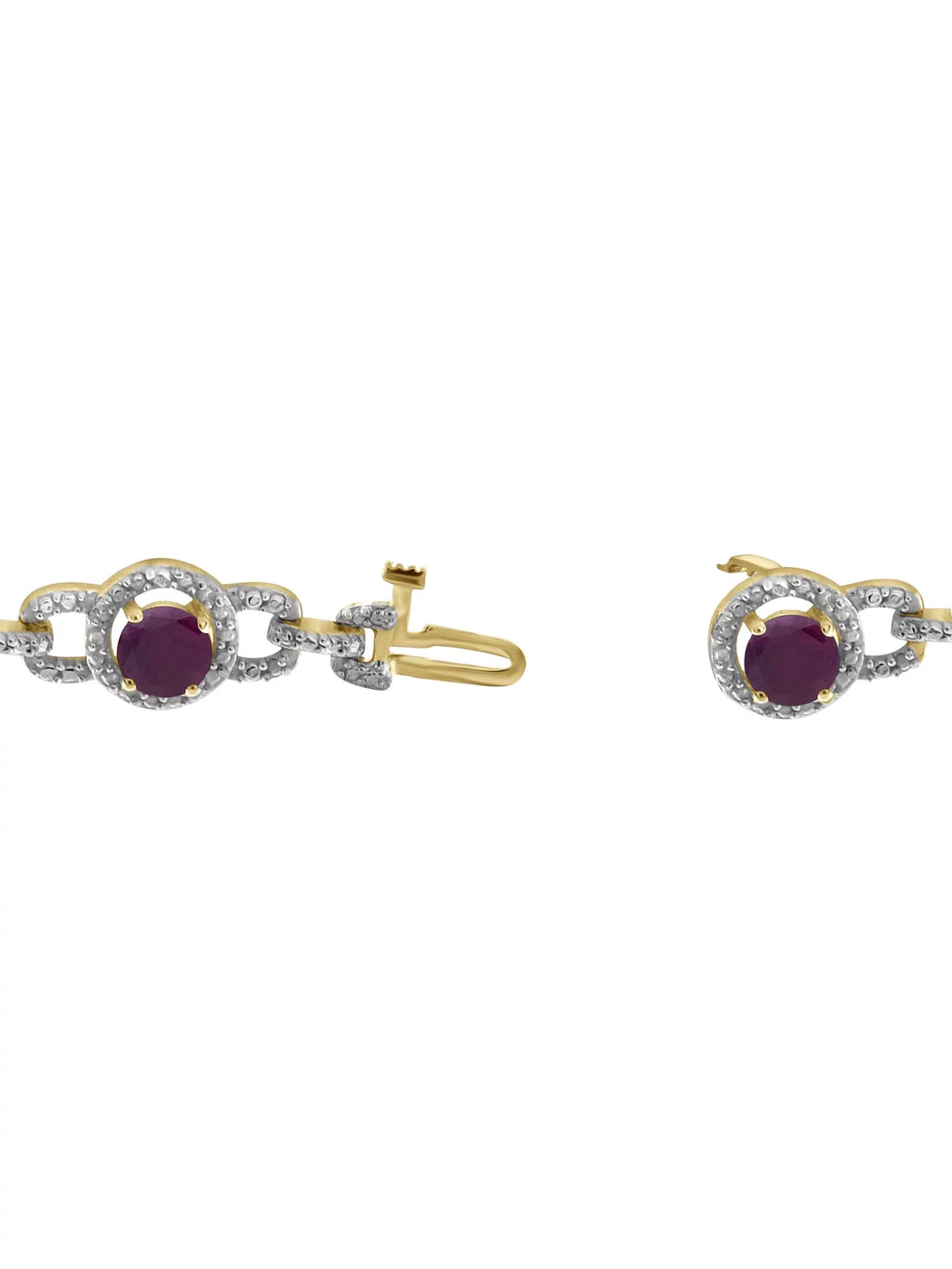 5 3/4 Carat T.G.W. Ruby And White Diamond Accent 14k Gold Over Silver Bracelet