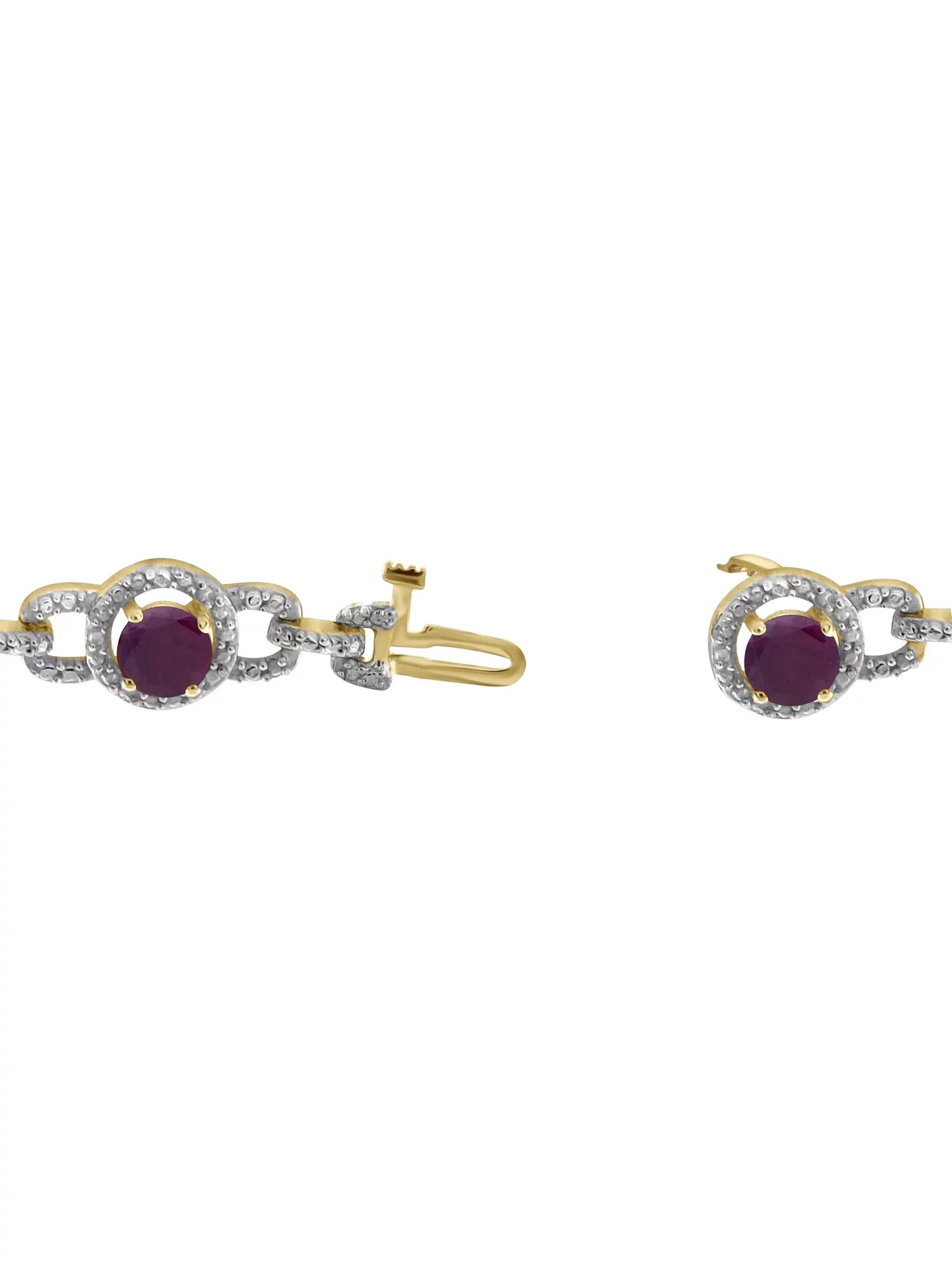5 3/4 Carat T.G.W. Ruby And White Diamond Accent 14k Gold Over Silver Bracelet