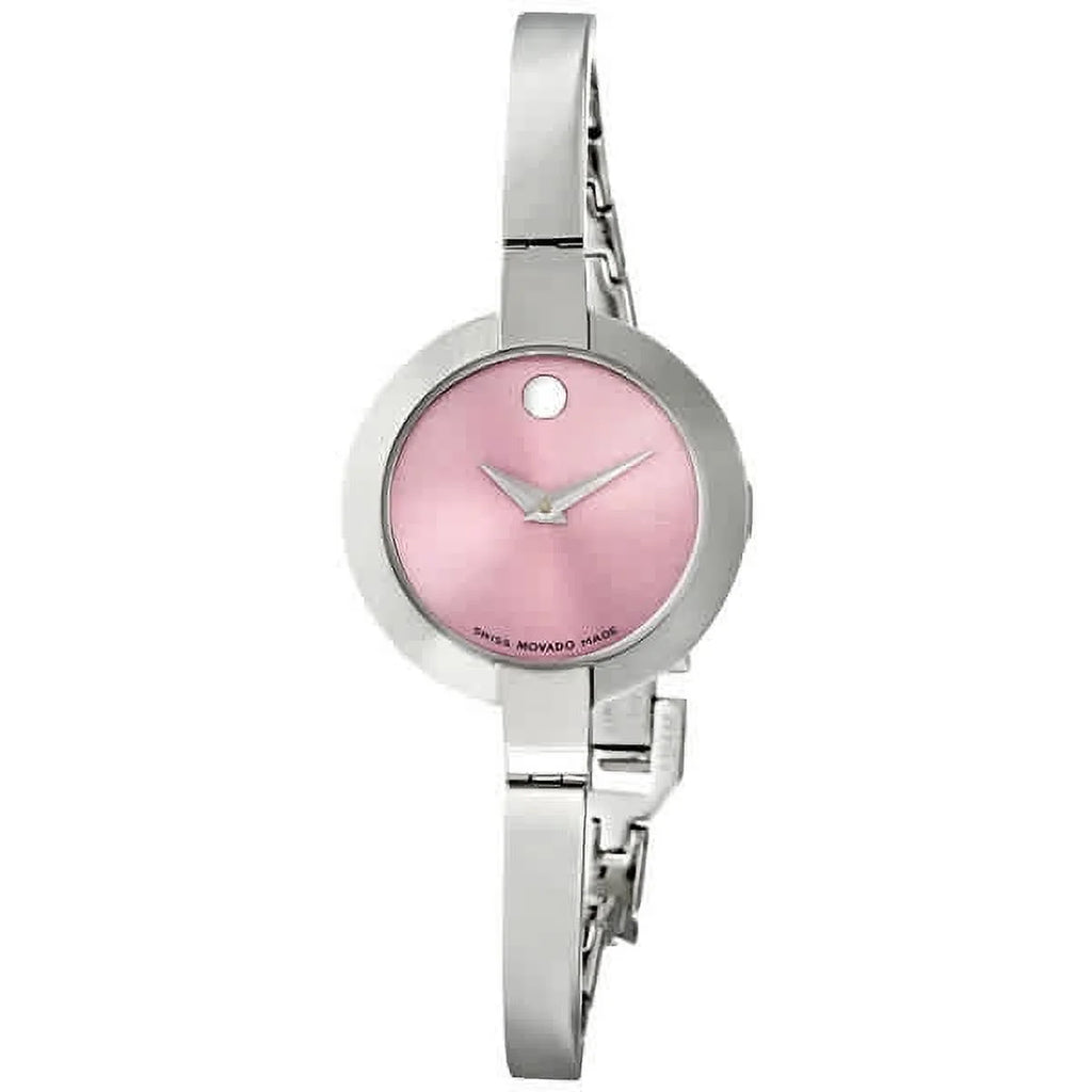 Movado Bela Ladies Pink Dial Bangle Bracelet Dress Swiss Quartz Watch 0606059