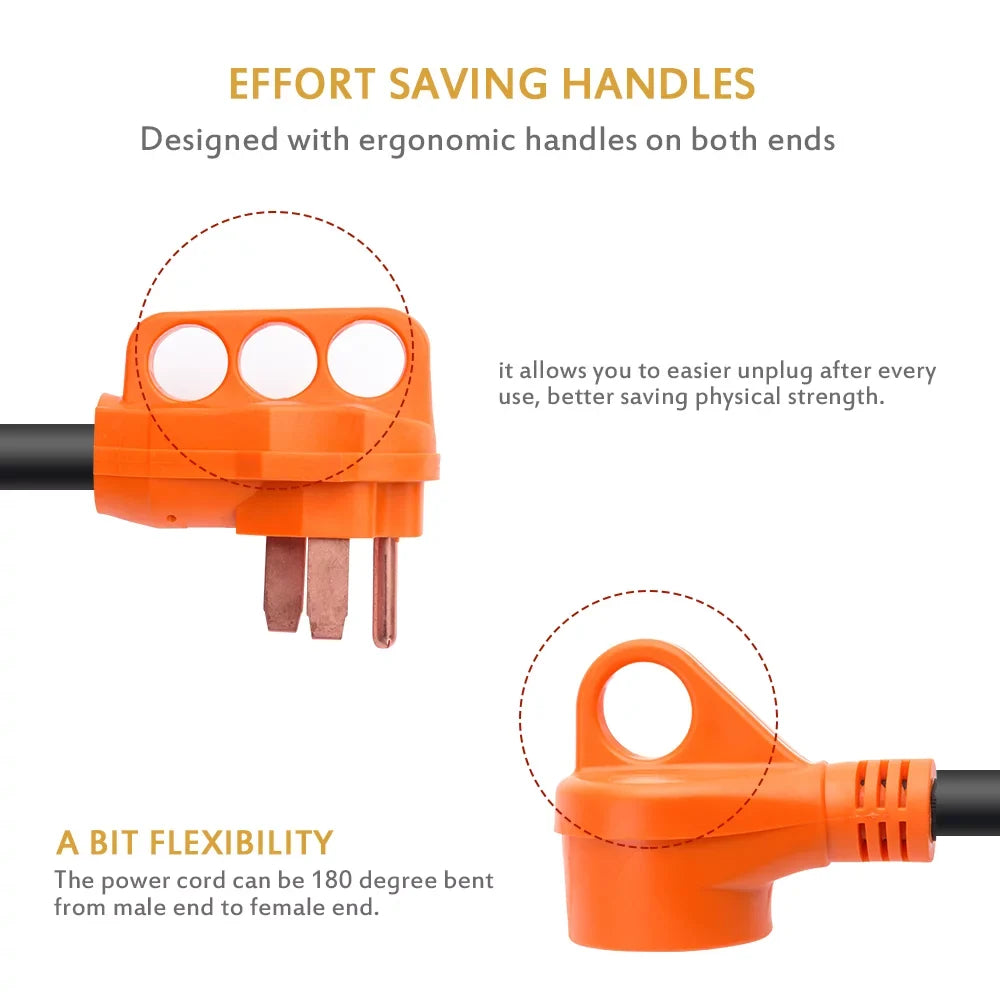 MICTUNING 18 Inch 50A Male to 30A Female Heavy Duty Dogbone Electrical Adapter with Handle, 125V 3750W