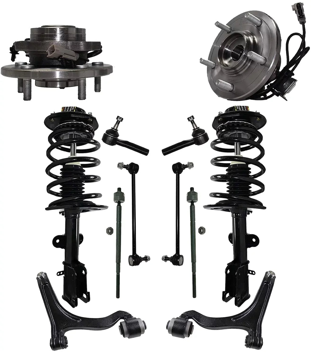 Detroit Axle - 12pc Front Struts, Lower Control Arm w/Ball Joints, Sway Bar End Links, Inner Outer Tierods, Wheel Hubs Bearing Replacement Replacement for 2004 2005 2006 Chrysler Pacifica