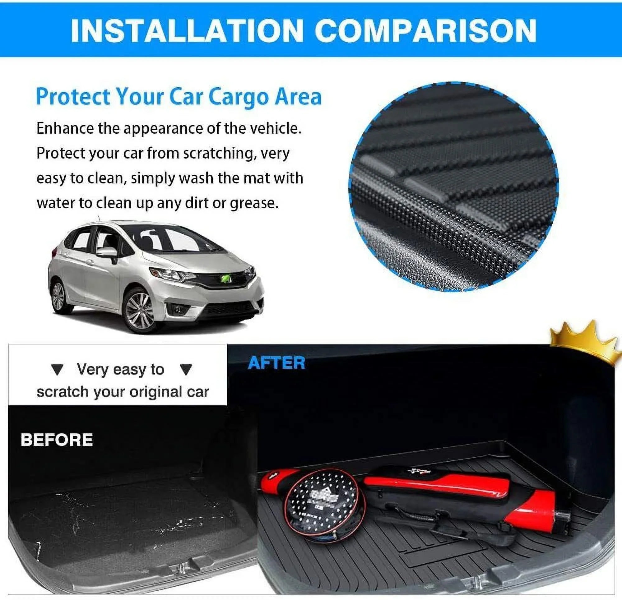 Car Rear Trunk Liner Cargo Mat Carpet for RAV4 2006-2012 Easy to Install