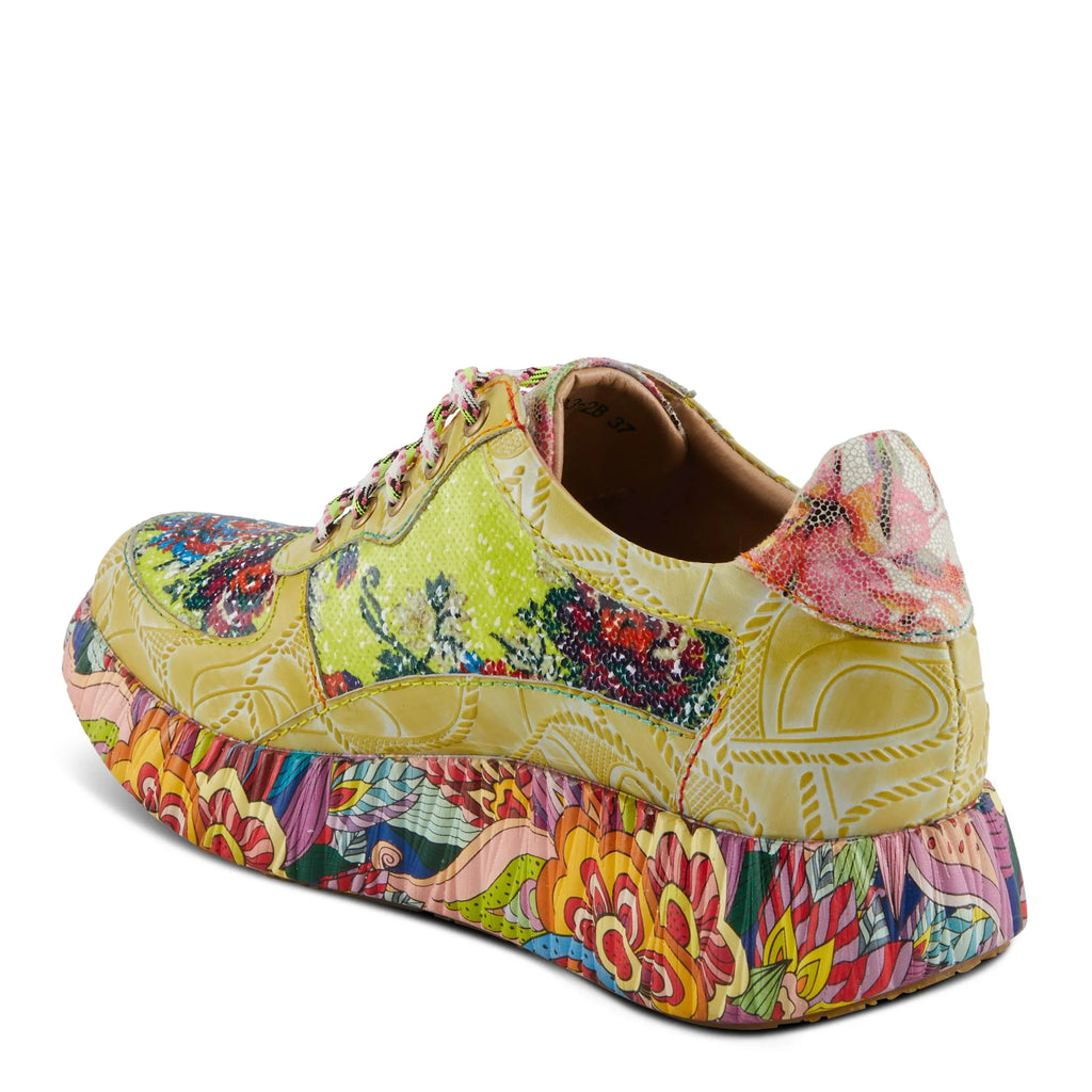 Spring Step L'Artiste Women's CAFFEY Multicolored Fashion Sneakers | Unique Energetic Patterns Lime Green Multi EU 38 / US 7.5-8