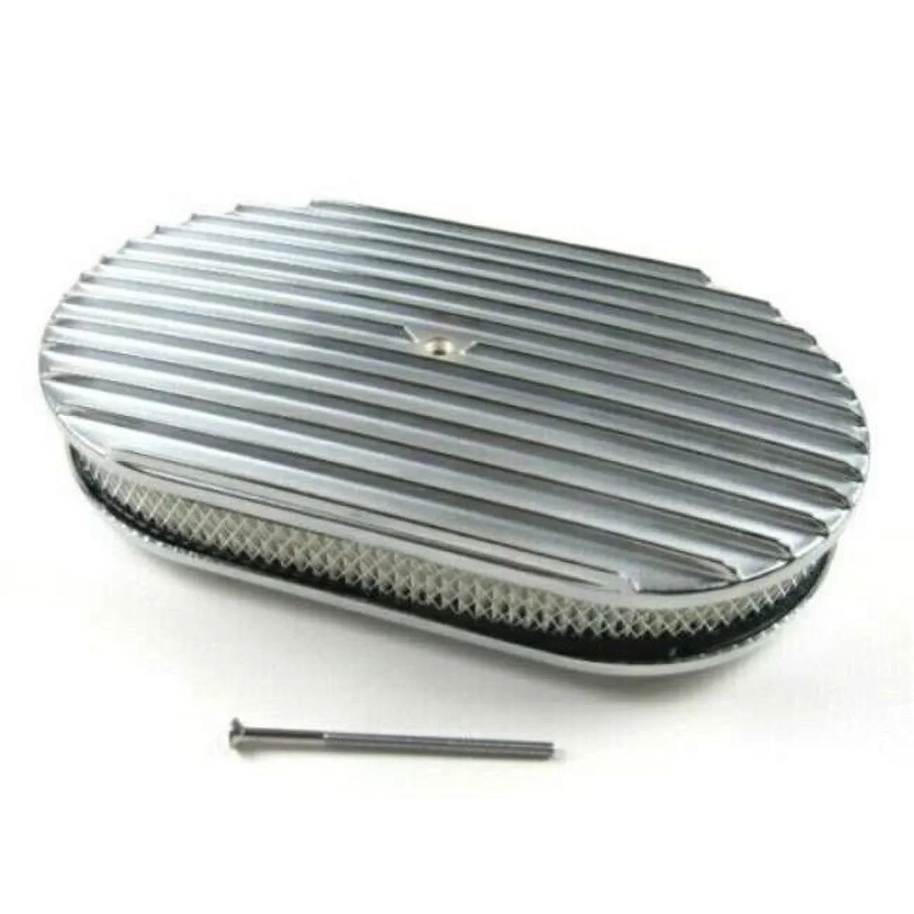 Bous Performance E40041P 15 in. Oval Full Finned Air Cleaner with Element, Polished - BPE-1104