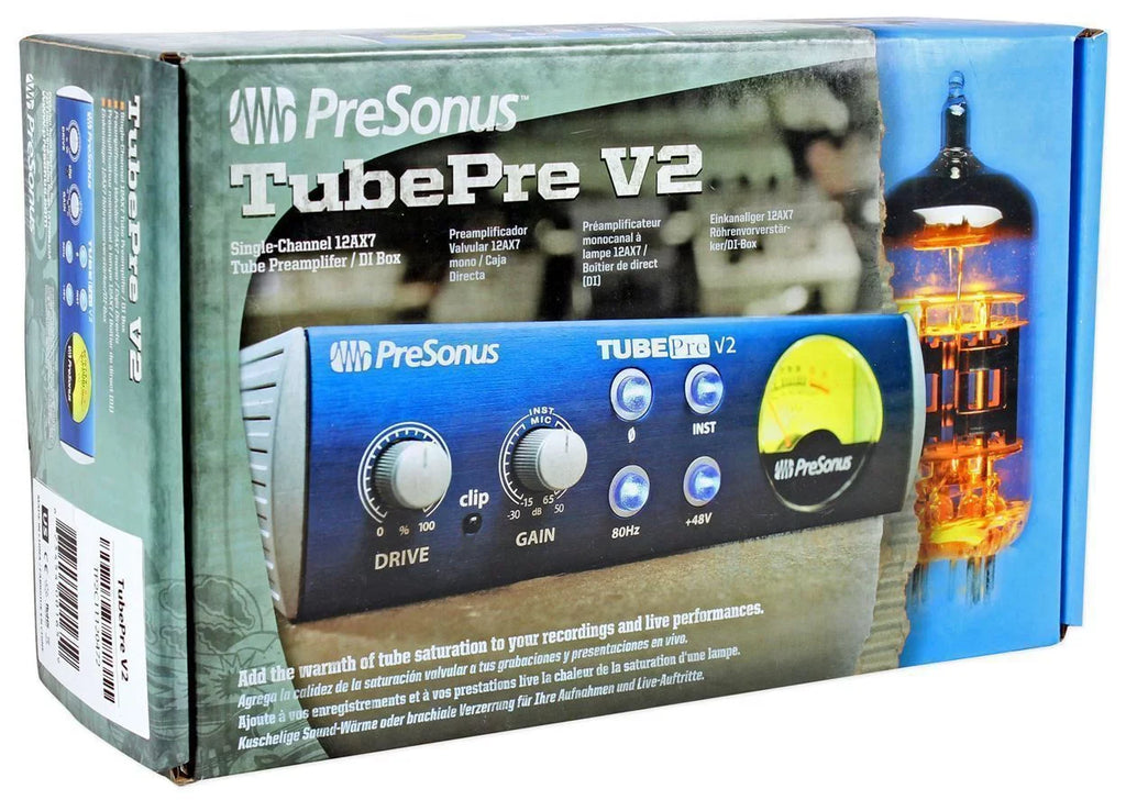 PreSonus TubePre V2 Vacuum Tube Preamp/DI Direct Box and (2) 6' XLR Cables