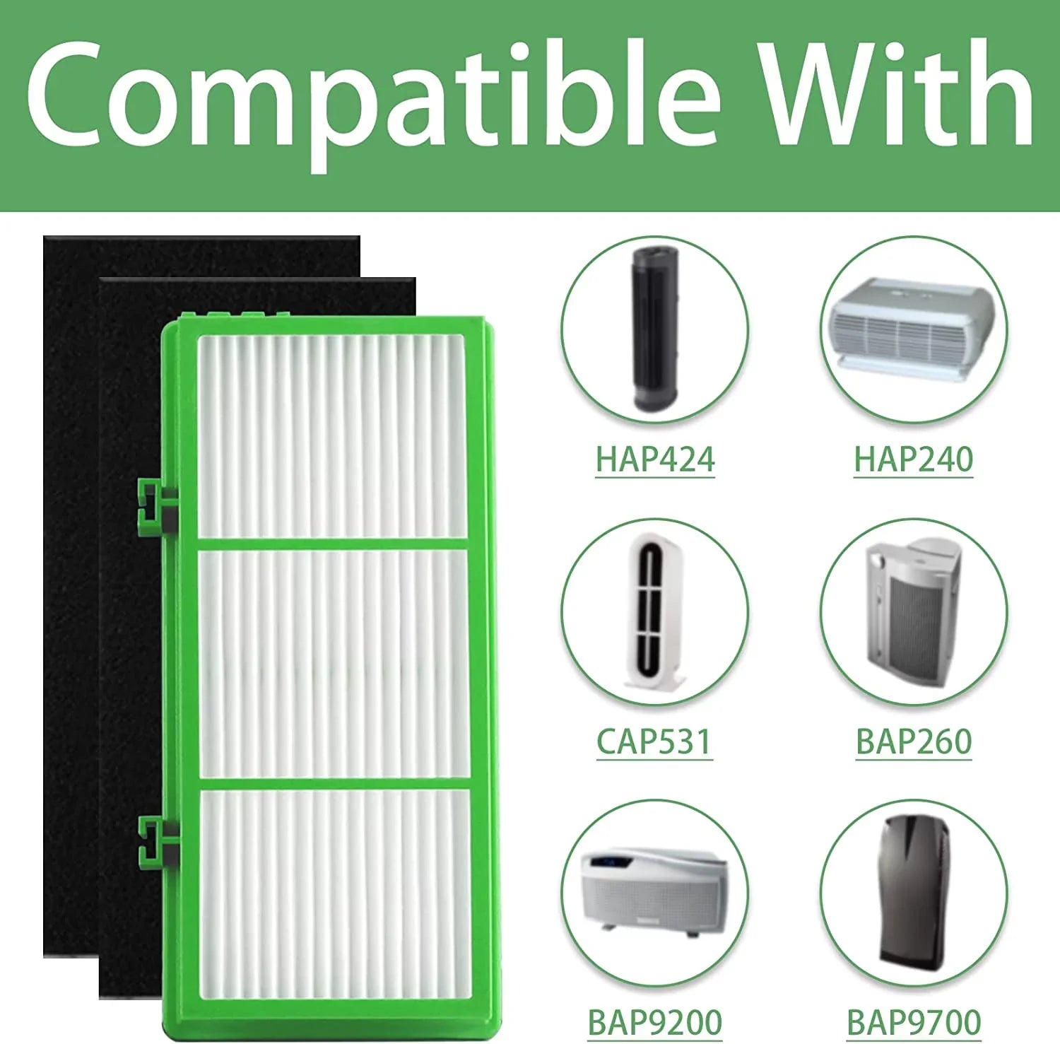 HAPF300AHD Remover True HEPA Filter compatible with Holmes Aer1Series Air Purifier, HAPF30AT True HEPA Allergen Remover, Parts HAPF300AH-U4R & HAP242-NUC (4 True HEPA + 8 Pre Filter)