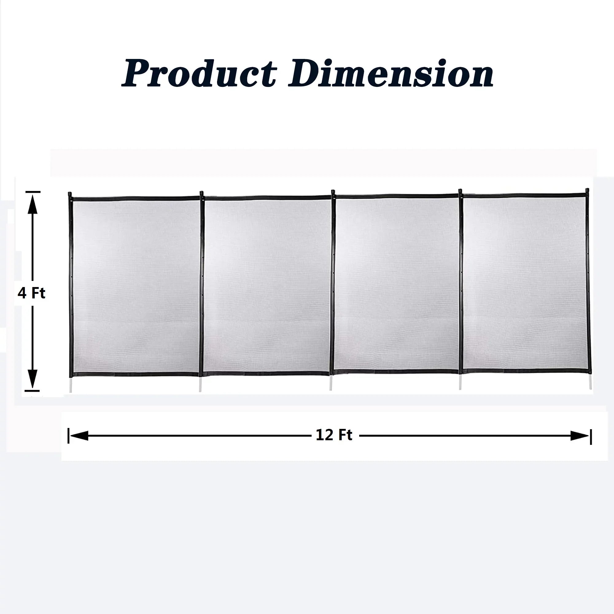 Unique Choice Pool Fence Mesh with Section Kit,12 x 4 Ft Removable In-Ground Pool Safety Ebony