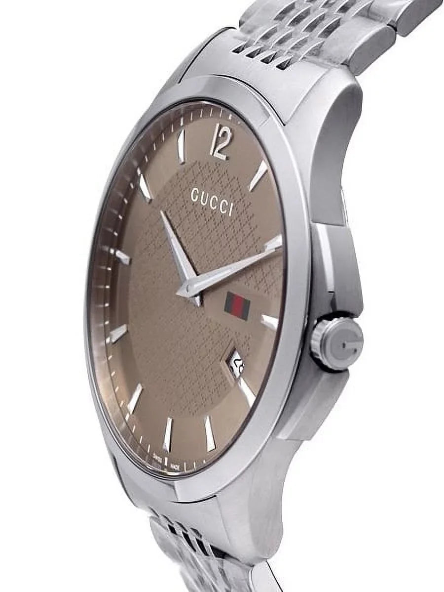 Gucci G-Timeless Brown Dial Stainless Steel Mens Watch YA126310