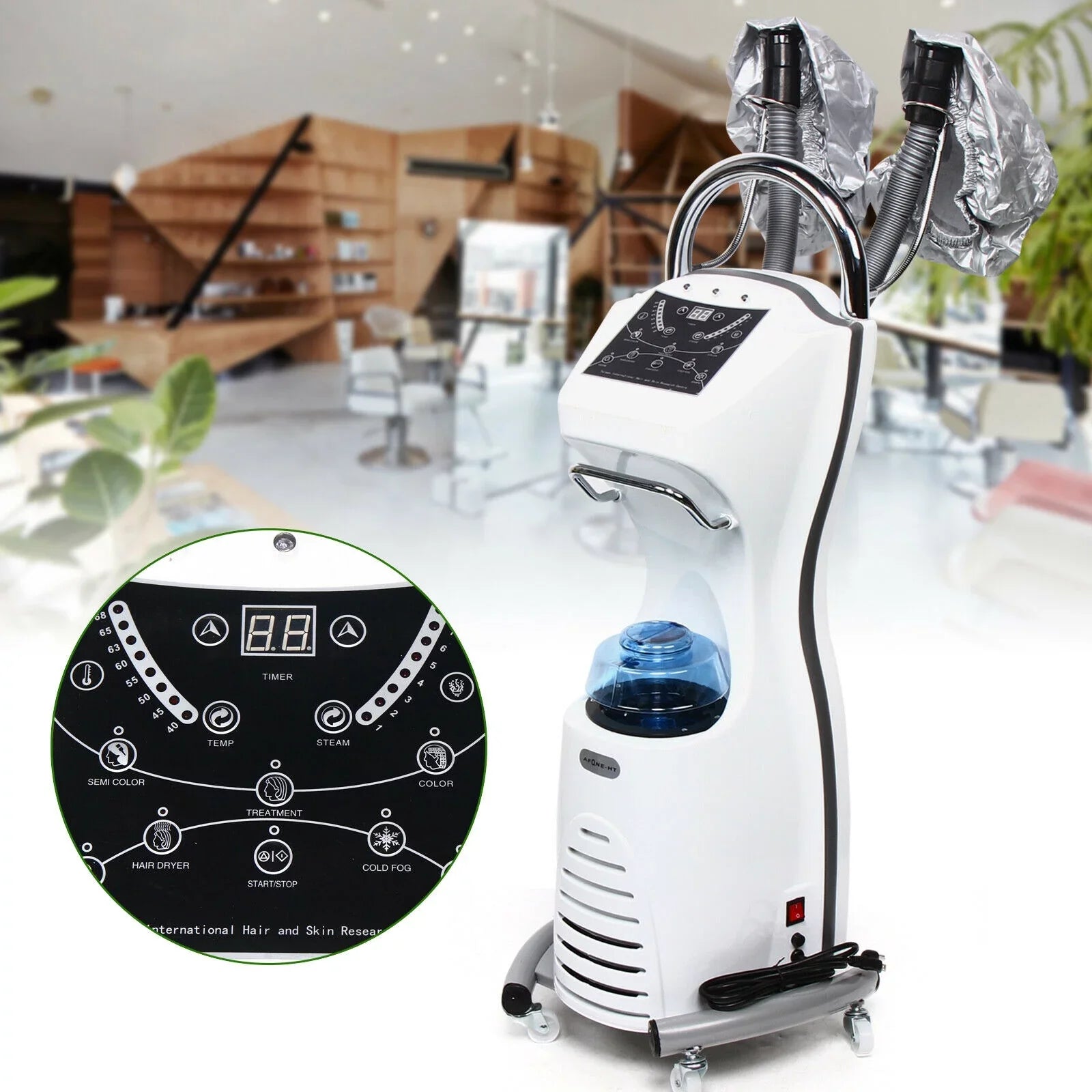 Anqidi 7-in-1 Stand Hair Steamer 700W Professional Dyeing Perming Machine with Ozone Hair Care Hairdress Salon SPA Professional Vibrating Spray Machine