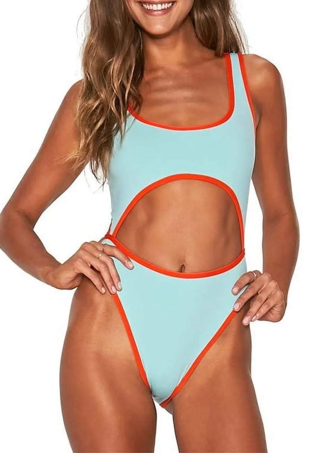 L*Space LIGHT TURQUOISE Kira Cut Out One Piece Swimsuit, US 12