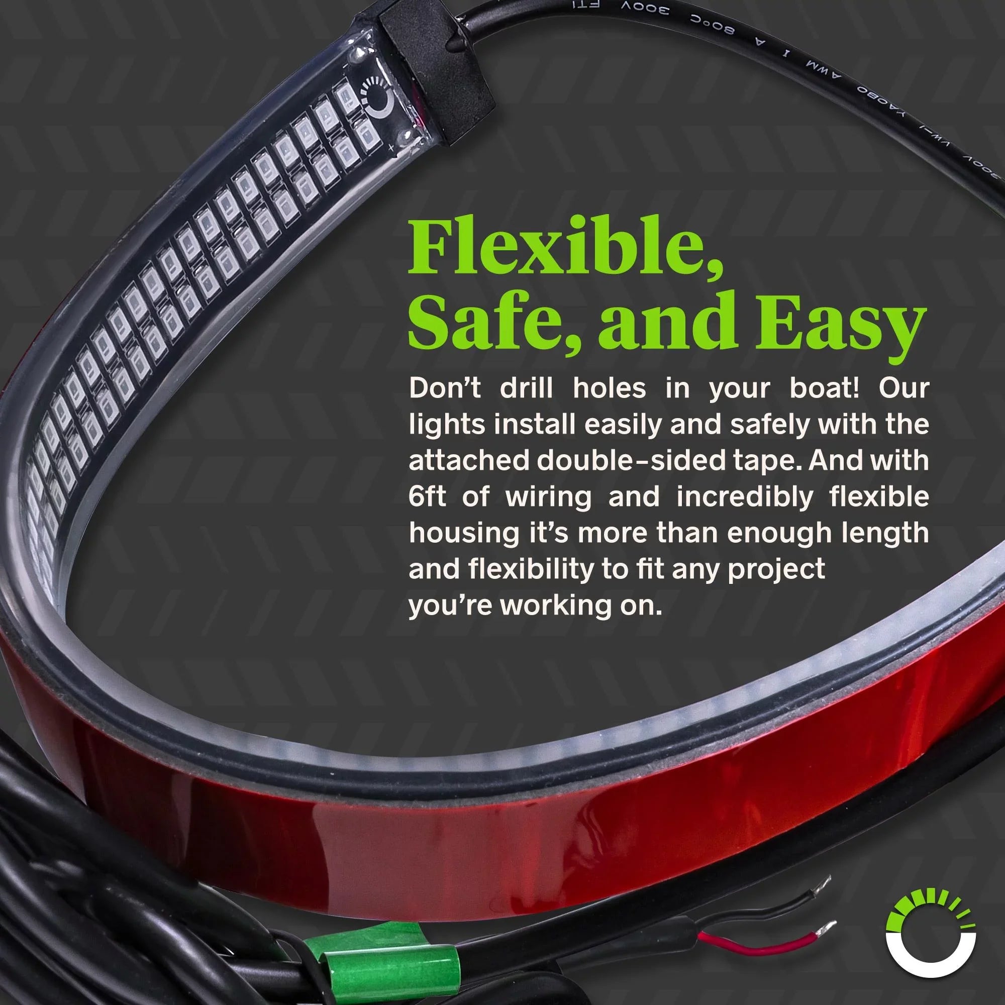 Red Green 132 LED 2-Row Marine Navigation Light Strip Kit for Kayak Pontoon Boat