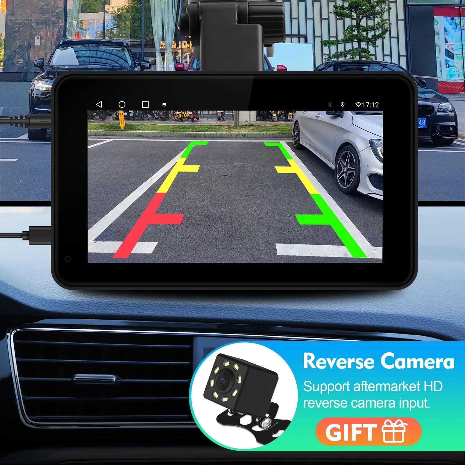 Portable Wireless Carplay & Android Auto Car Stereo, 7 Inch Full HD Car Touch Screen Portable Car Radio Receiver with Bluetooth, FM Transmitter, AUX, Voice Control, Navigation, Backup Camera