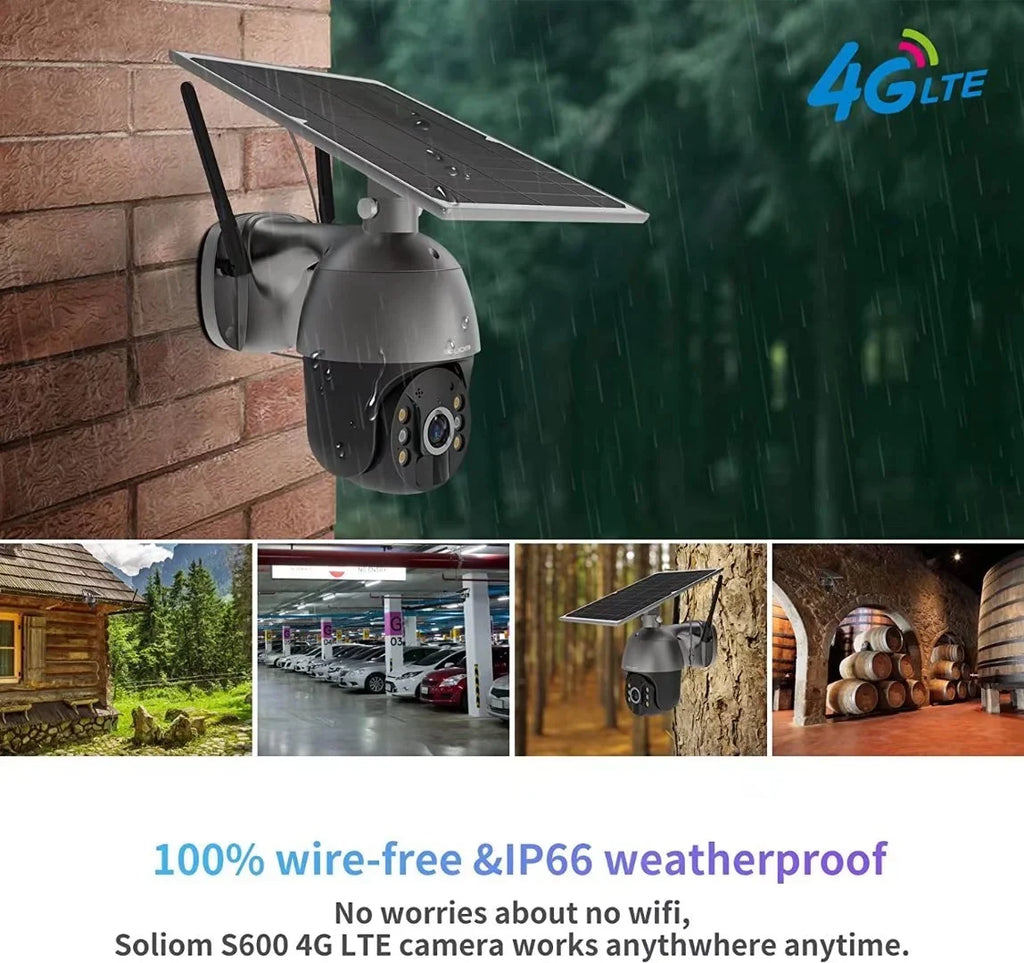Soliom 3G/4G LTE Outdoor Security Camera Wireless,Pan Tilt 360°View Spotlight,1080P HD,PIR Motion,No Wifi,Rechargeable Batteries,S600-4G