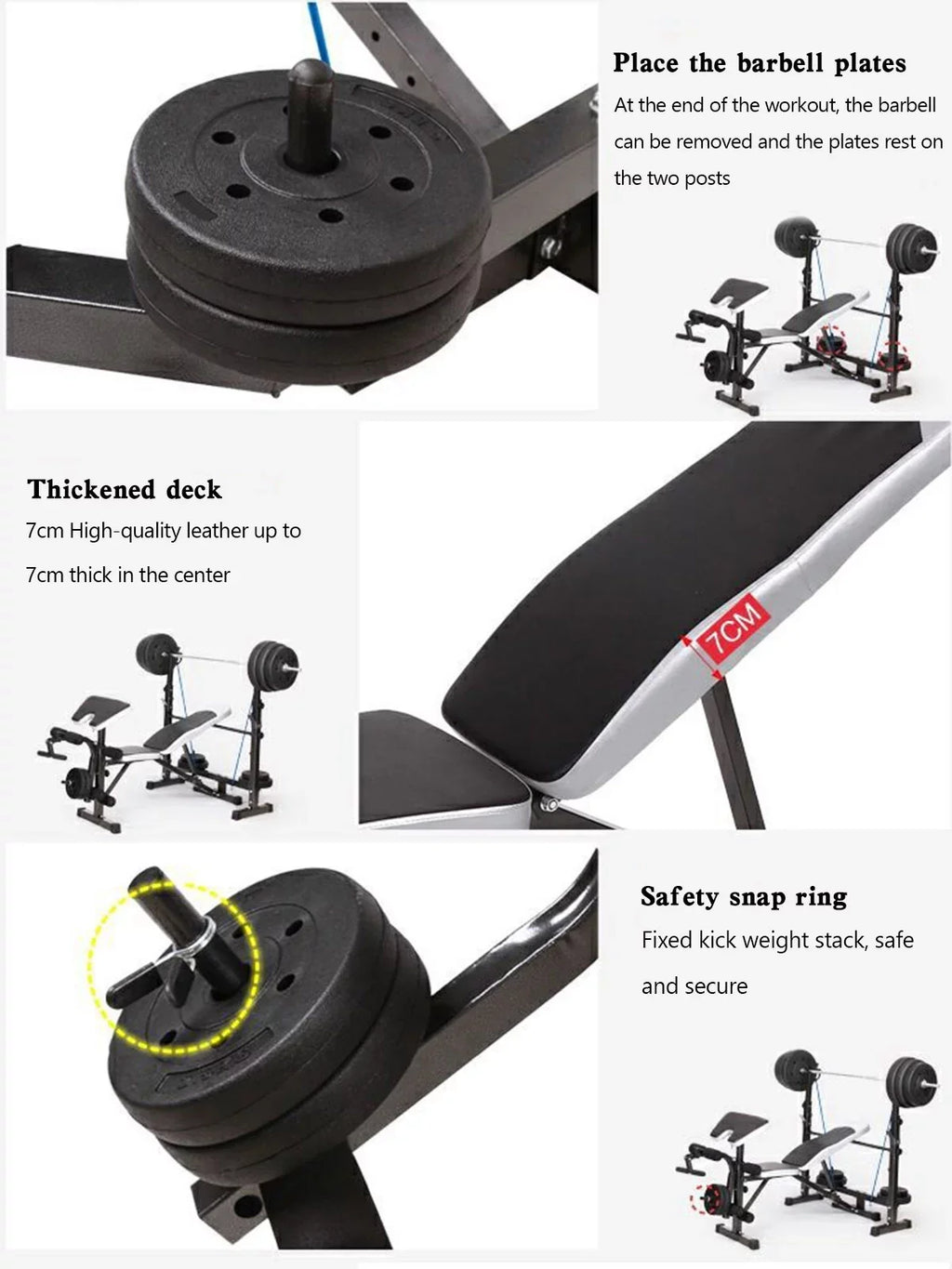 US Stock Body Champ Olympic Mass Bench, Workout Equipment for Home Workouts, Bench Press with Preacher Curl, Leg Developer and Crunch Handle for At Home Workouts
