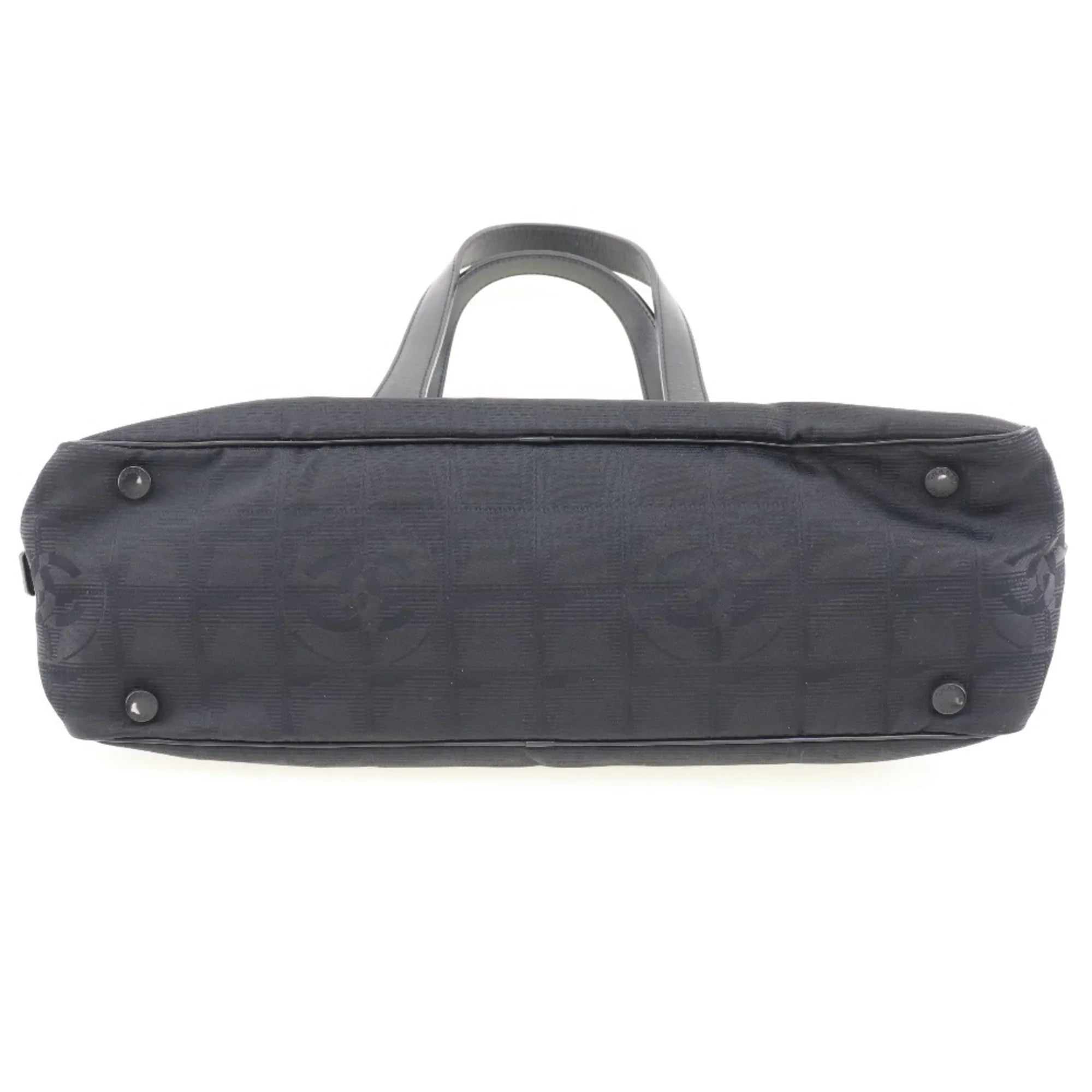 Authenticated Used Chanel Mini Boston New Travel Line A15828 Nylon Canvas Ebony Ladies Handbag