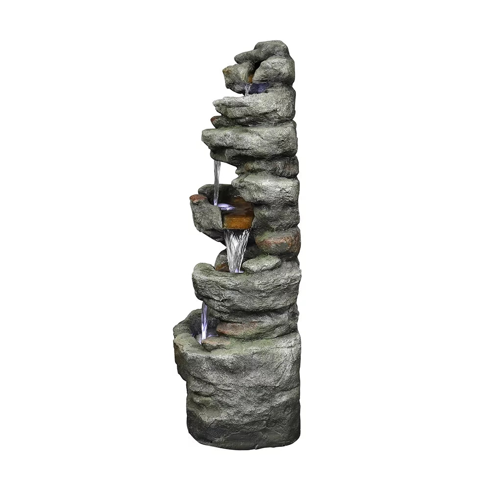 Kmowoo 32.6inches Rock Water Fountain with Led Lights