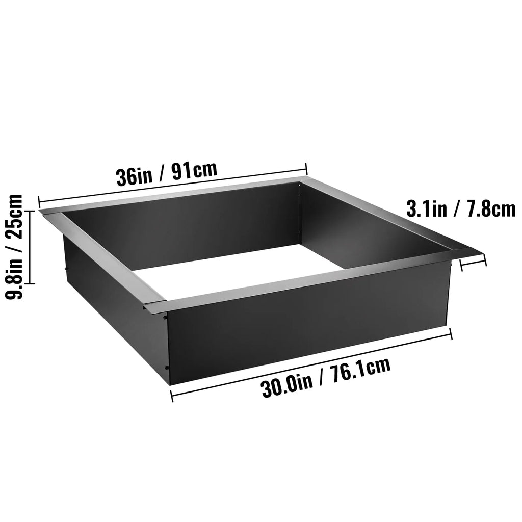 BENTISM Fire Pit Ring, 30" Square Fire Pit Insert, Heavy Duty Steel Fire Ring, DIY Bonfire Liner with Tongs Insert with Simple Installation for Outdoor, Patio, Backyard