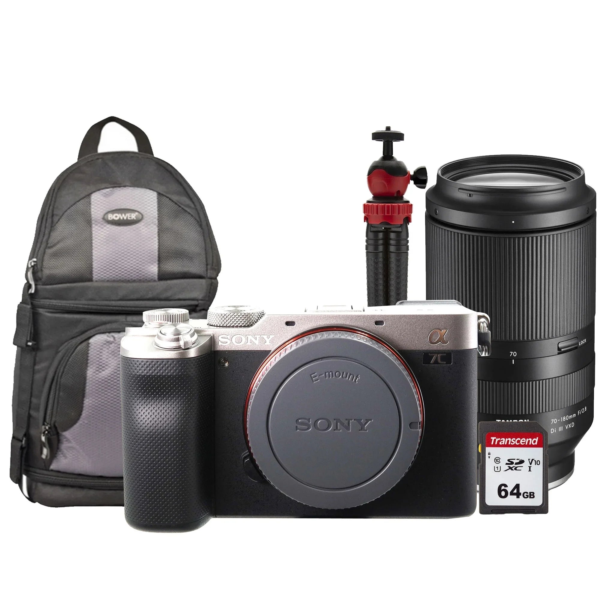 Alpha a7C Full-Frame Mirrorless Camera Silver and Tamron 70-180mm Di III VXD Lens Accessory Kit