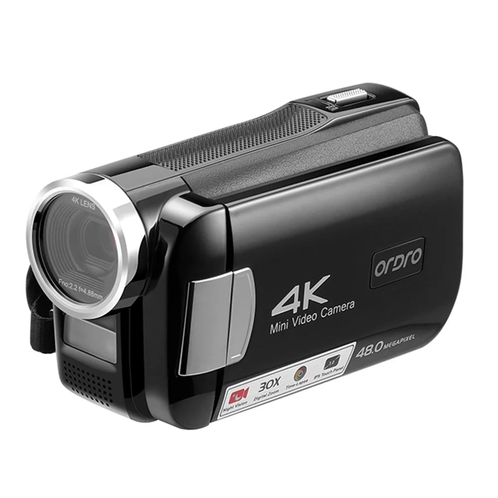 Carevas AC2 4K Digital Video Camcorder DV Recorder 48MP 30X Digital Zoom IR Night Vision 3.0 Inch IPS Touchscreen with Battery Remote Control Carry Bag