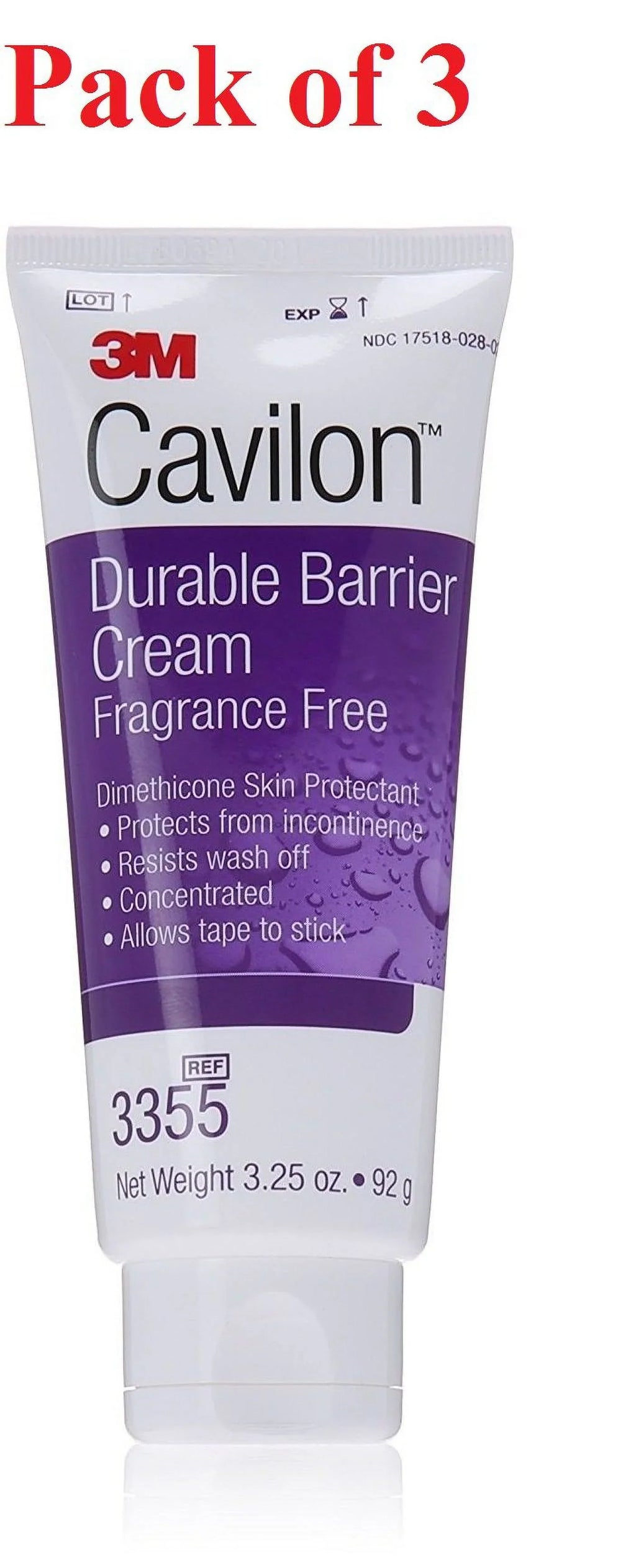 3 Pack - 3M Cavilon Durable Barrier Cream 3.25 oz