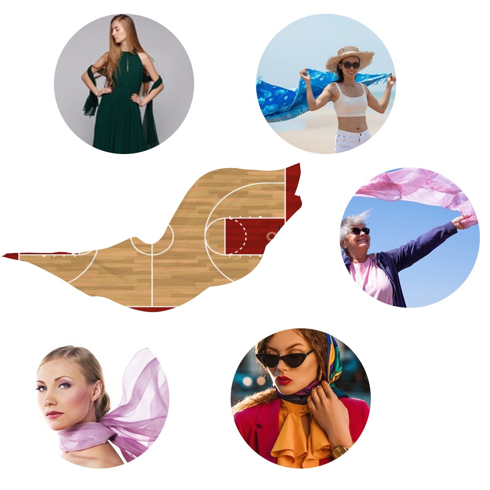 FREEAMG Football Pitch Silk Long Scarf for Women Large Oblong Sunscreen Shawls Wraps Neck Headscarf Hair Wraps Gift Packed