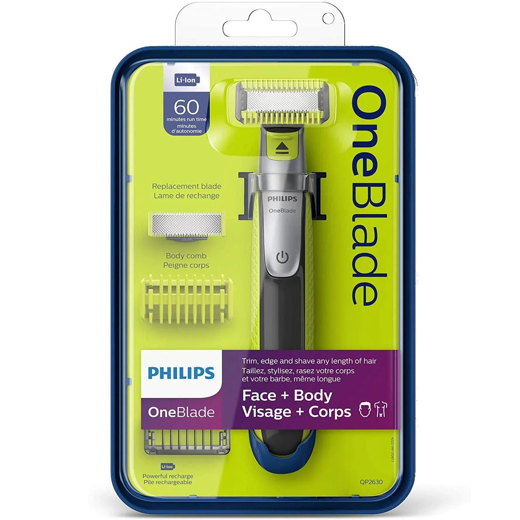 Philips - Cordless Electric Face and Body Trimmer, Rechargeable Battery, Green