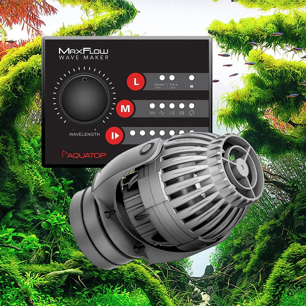 Maxflow DC Wavemaker Pump With Controller, 2,113 GPH – Fits 55-125 Gallon Tanks, Safe For Salt & water Aquariums, Wirelessly Connect 2 Or More Units, Aquarium Pump, MWV-2000