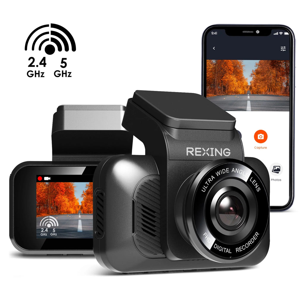 Rexing V55 Dash Cam with 4K Modular Capabilities, 5.0 GHz Wi-Fi, and GPS Car Dash Camera Recorder
