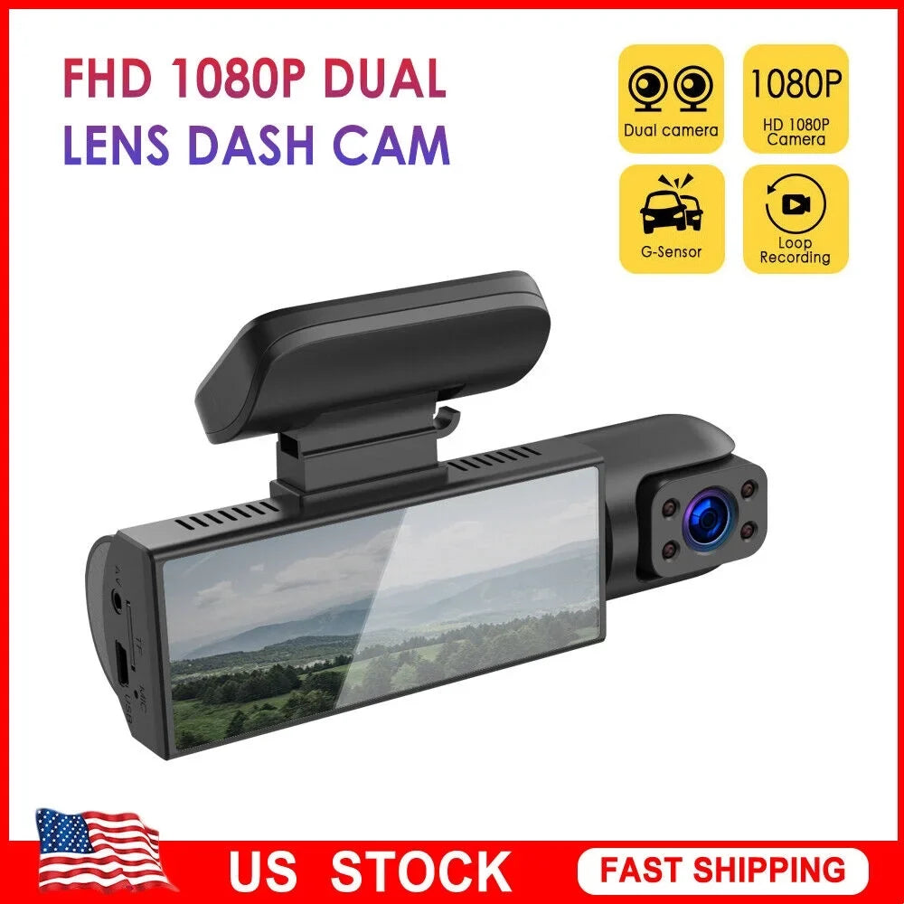 Jahyshow Car DVR Dash Cam Video Recorder G-Sensor Dual Lens Front 1080P w/ Interior Camera
