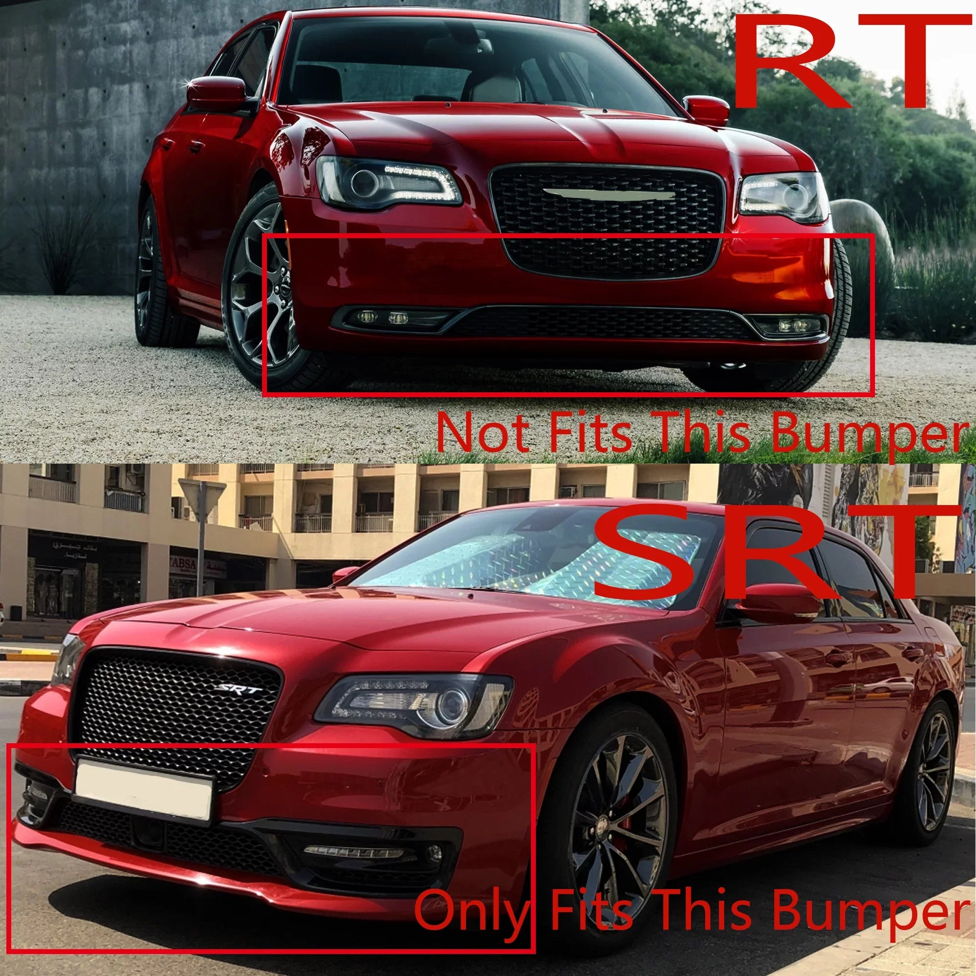 NINTE Front Bumper Lower Lip for 2015-2022 Chrysler 300 SRT Sedan Matte Ebony