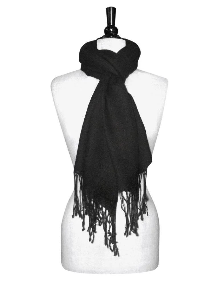 Biagio 100% Wool Pashmina Solid Scarf Jet Color Womens Shawl Wrap Scarves