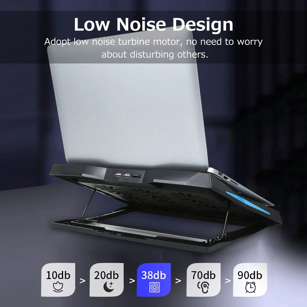 Foldable Laptop Cooling Stand with 6 Fans, Adjustable Height and Low Noise Operation