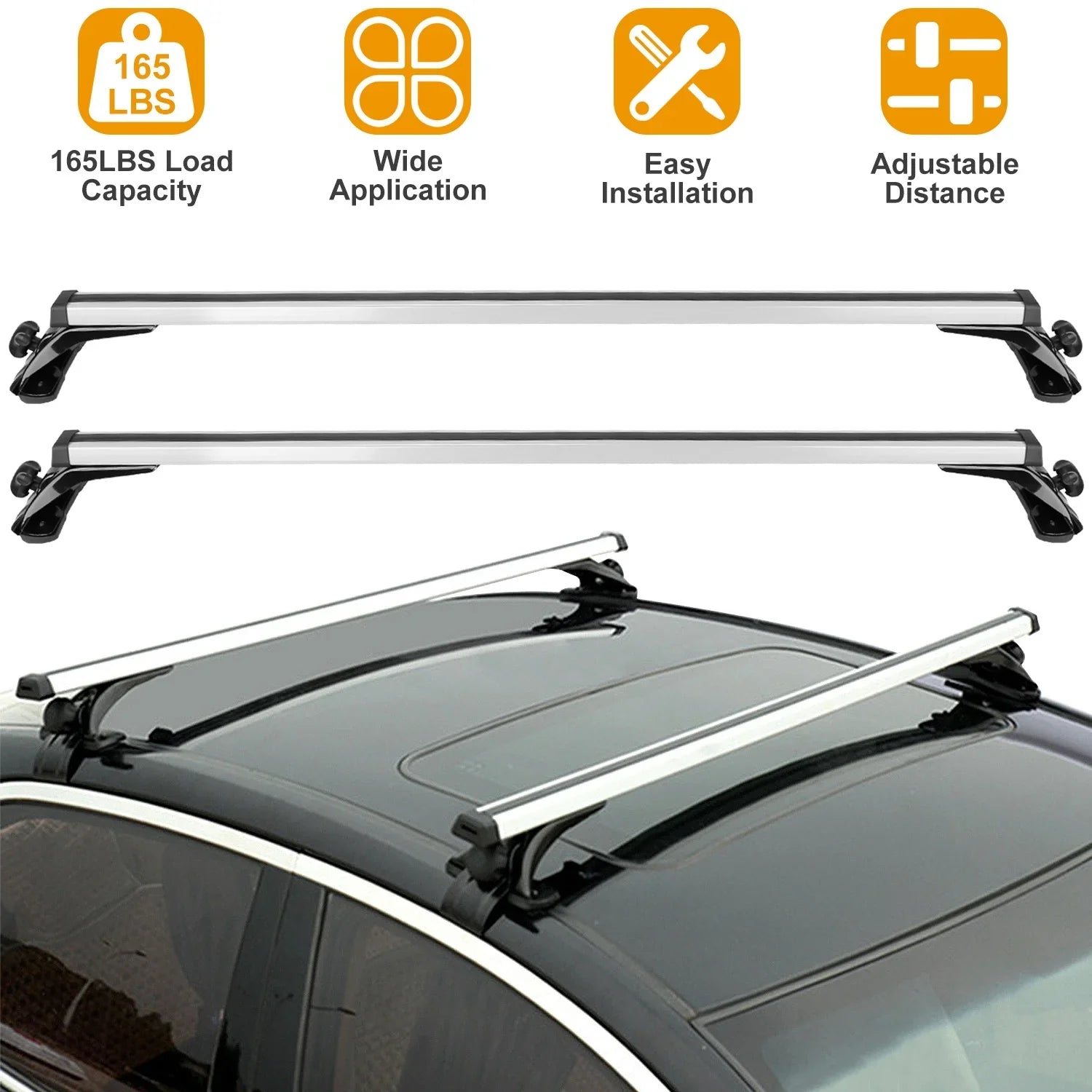iMounTEK Roof Rack Crossbars 47.24in Car Roof Rack Aluminum Cargo Carrier with 165LBS Capacity Fit for Most Vehicle Wagon Car Without Roof Side Rail