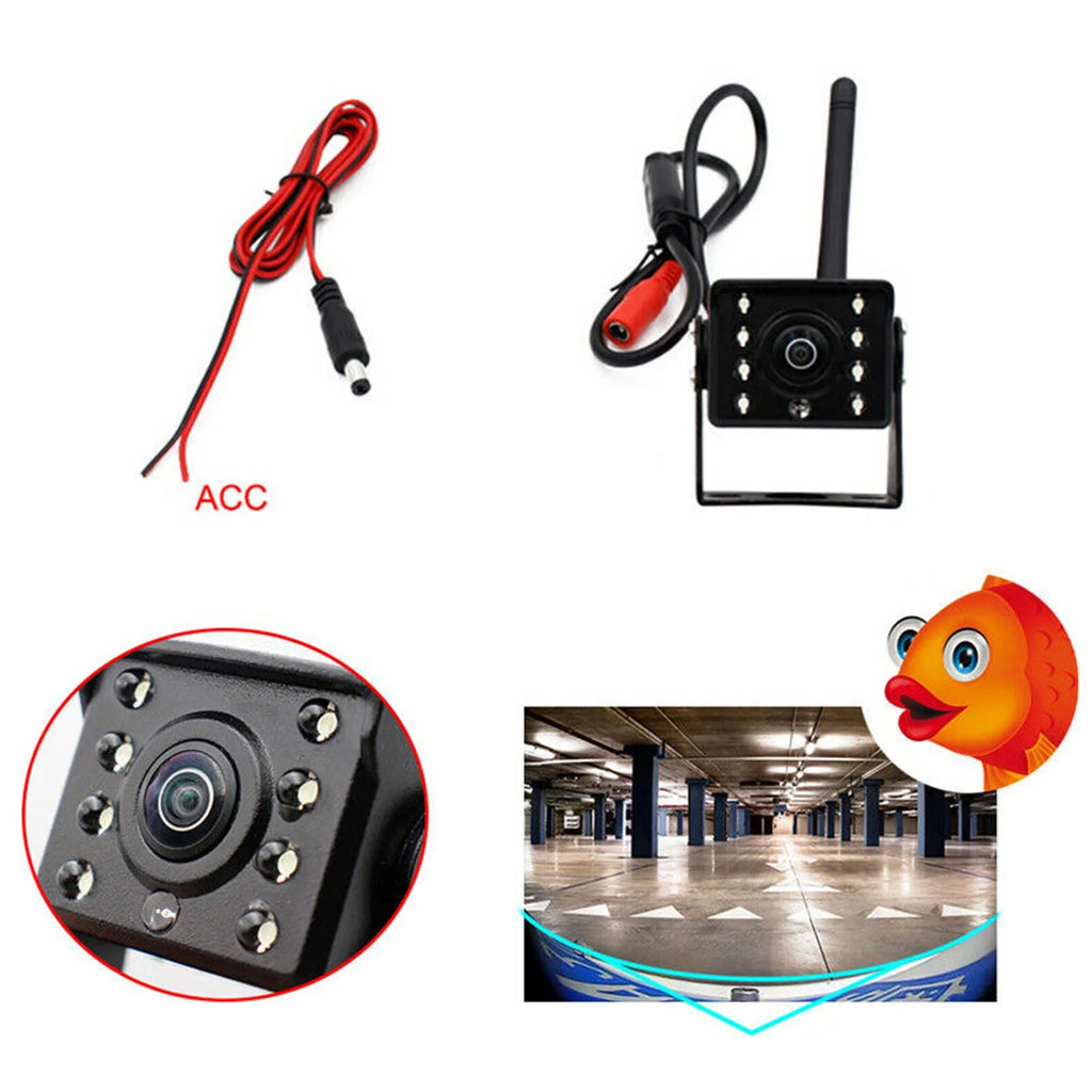 Eccomum WiFi Wireless Car Rear View Camera Truck Bus ~36V Automobile LED Reverse HD Night Vision Backup Camera, IP67 Waterproof Wireless Reversing Monitor