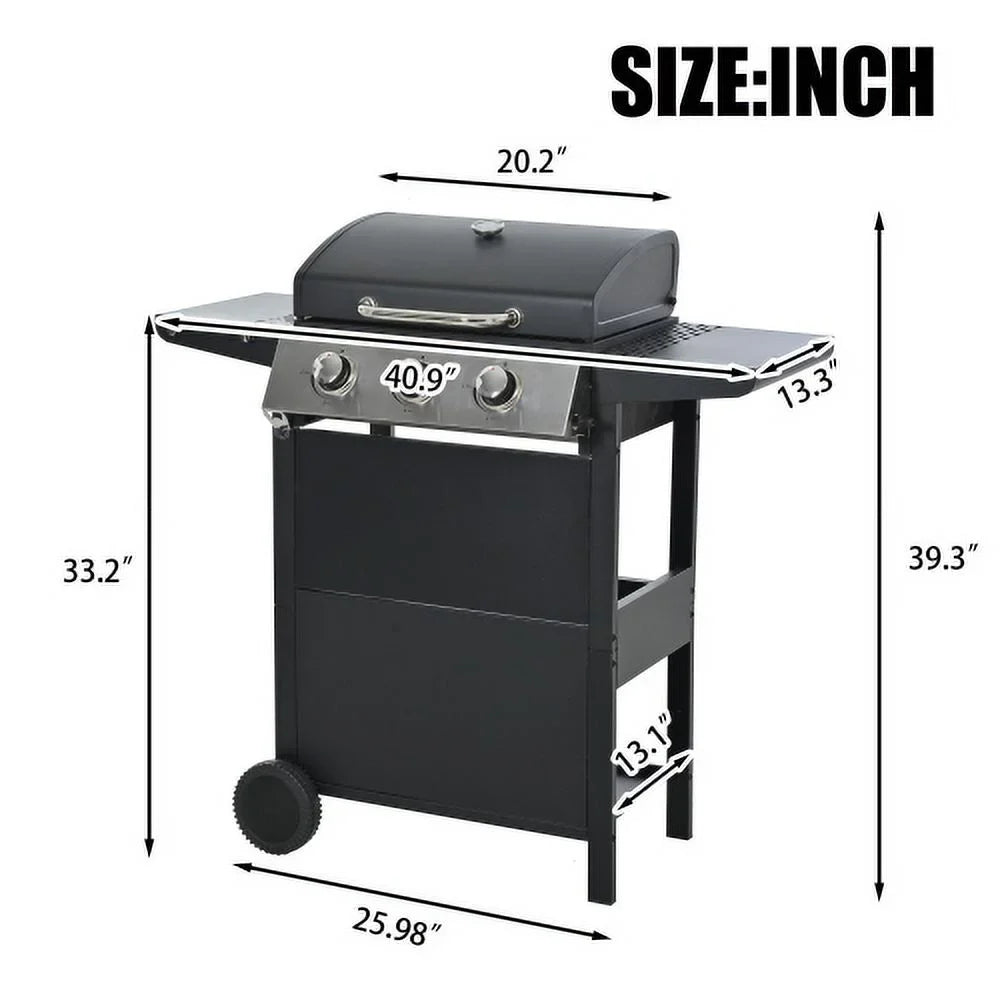 Kaireey 3 Burner BBQ Propane Gas Grill, Stainless Steel 30,000 BTU Patio Garden Barbecue Grill with Two Foldable Shelves