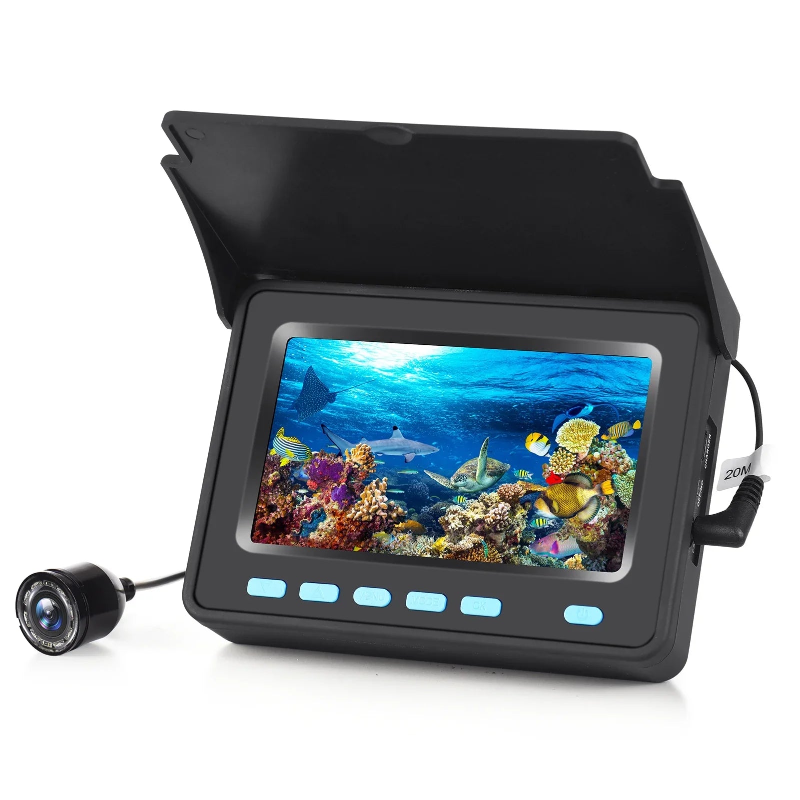 Underwater Fishing Camera with 4.3'' LCD - 20M/30M 1200TVL Fish Finder with 8PCS IR LED Night Vision for Ice and Boat Fishing