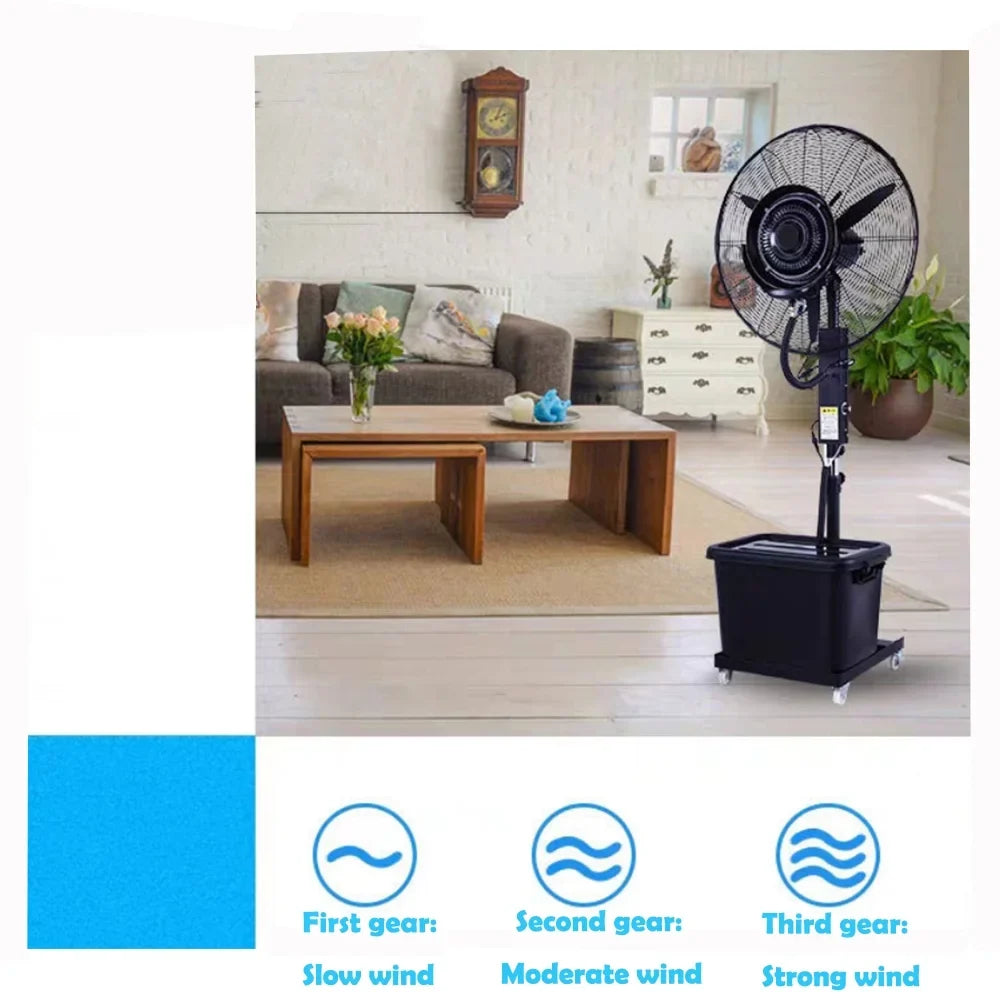 INTSUPERMAI Electric Industrial Mist Fan Humidifier Cooling Spray Fan with 42L Water Tank