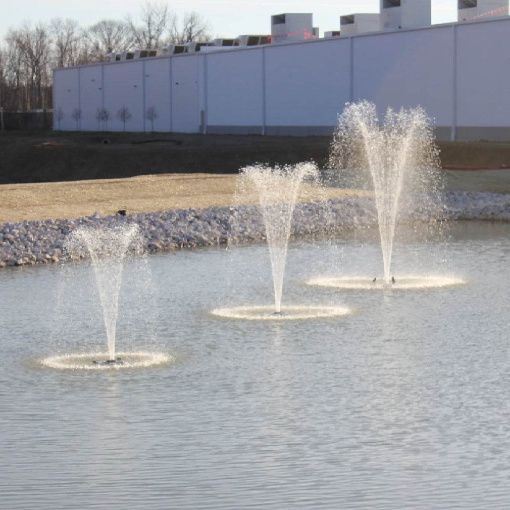 HALF OFF PONDS 1.5 Floating Fountain | 100 foot Cord | 11 Patterns | White Lights | Surface Aeration for Ponds | AQF125003X3W-100